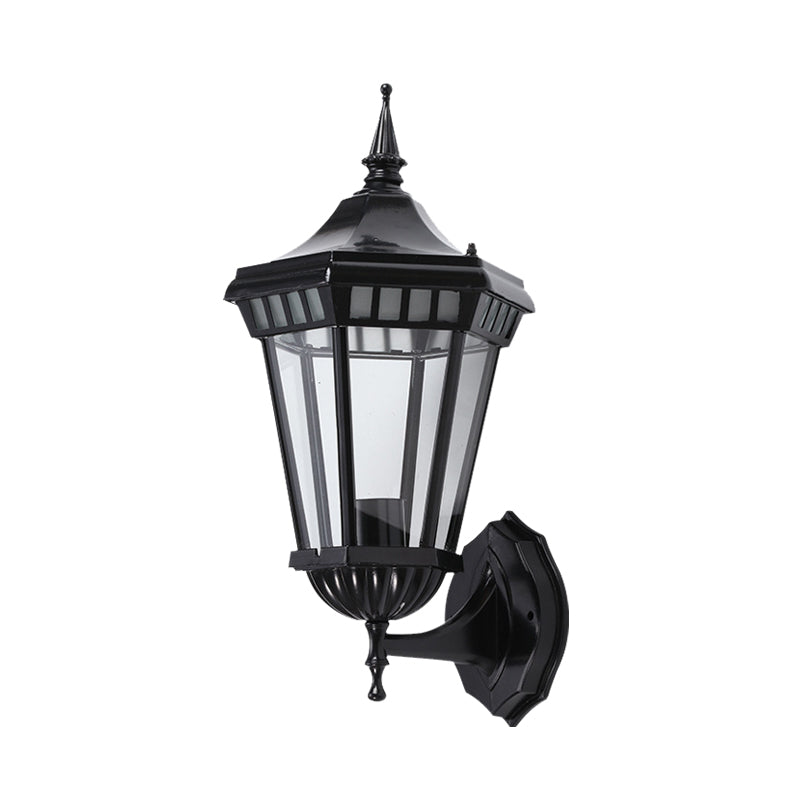 Rynx | Black 1-Light Wall Lamp Rustic Clear Glass Pavilion Wall Mount Light for Courtyard