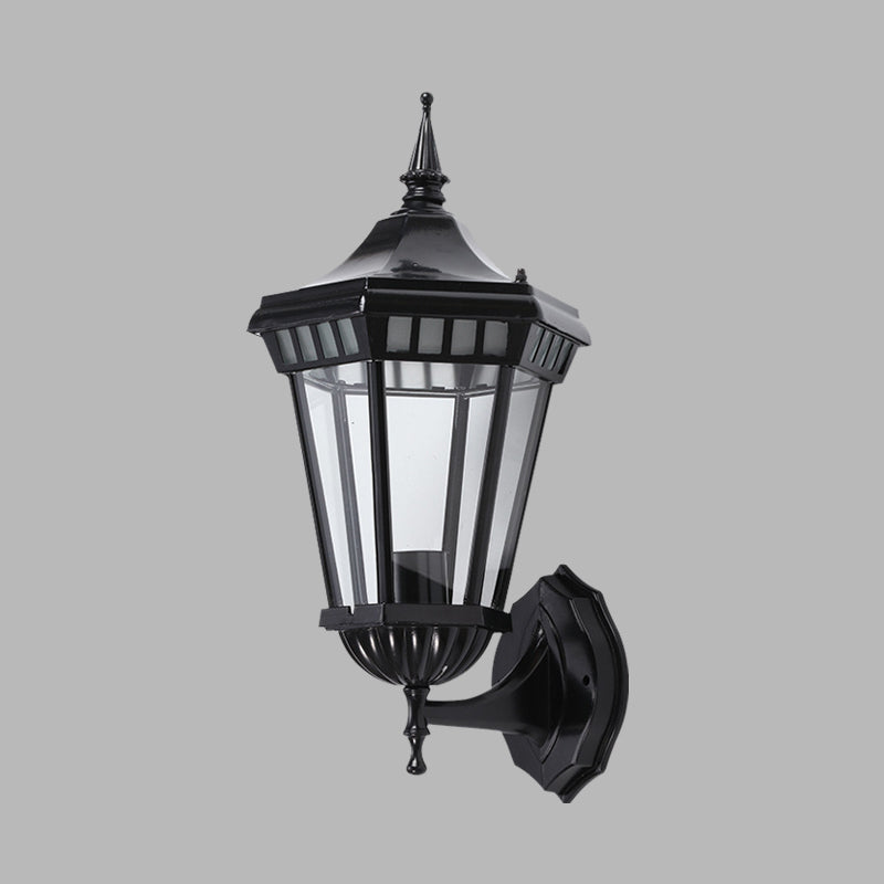Rynx | Black 1-Light Wall Lamp Rustic Clear Glass Pavilion Wall Mount Light for Courtyard