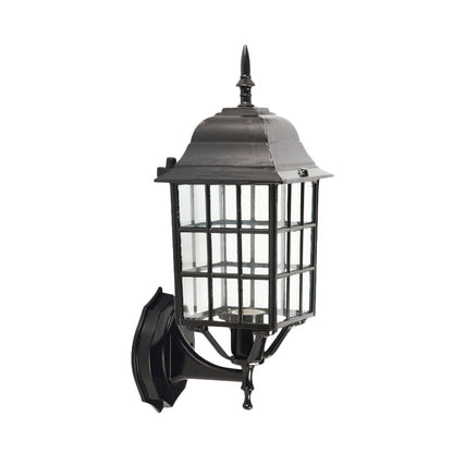 Rynx | Grid Aluminium Wall Lamp Lodges 1 Bulb Courtyard Wall Lighting with Clear Glass Shade in Black