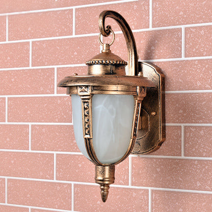 Rynx | Brass Acorn Wall Light Country Opal Frosted Glass 1-Light Courtyard Wall Light