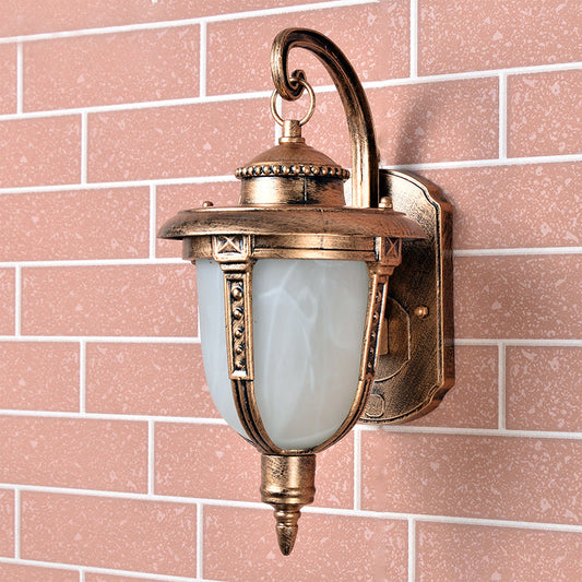 Rynx | Brass Acorn Wall Light Country Opal Frosted Glass 1-Light Courtyard Wall Light