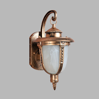 Rynx | Brass Acorn Wall Light Country Opal Frosted Glass 1-Light Courtyard Wall Light