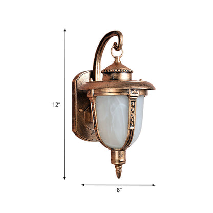 Rynx | Brass Acorn Wall Light Country Opal Frosted Glass 1-Light Courtyard Wall Light
