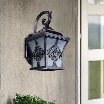 Rynx | Metallic Lucky Character Wall Applique Light Country 1 Bulb Courtyard Wall Lamp in Black/Black and Gold