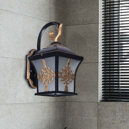Rynx | Metallic Lucky Character Wall Applique Light Country 1 Bulb Courtyard Wall Lamp in Black/Black and Gold