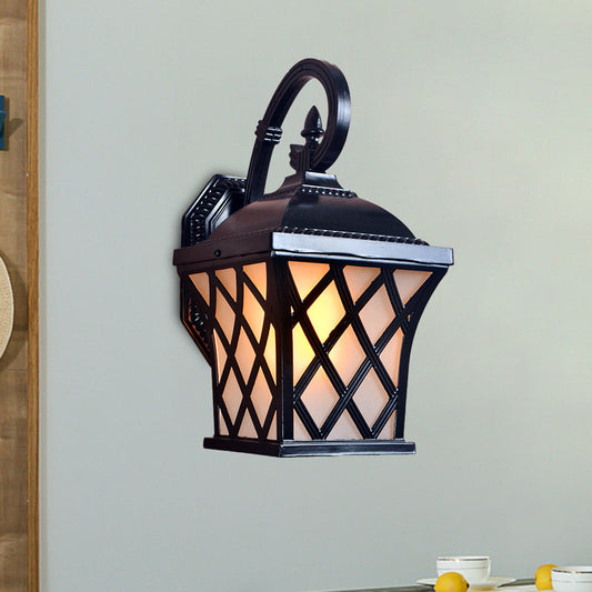 Rynx | Aluminium Grid Wall Lamp Lodges 1 Head Courtyard Wall Lighting Ideas in Black