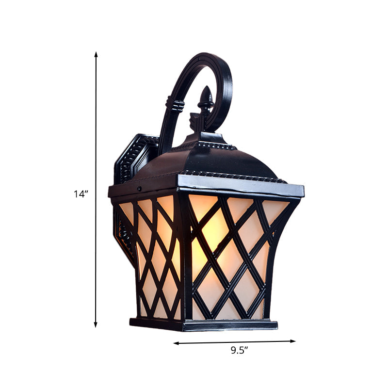 Rynx | Aluminium Grid Wall Lamp Lodges 1 Head Courtyard Wall Lighting Ideas in Black
