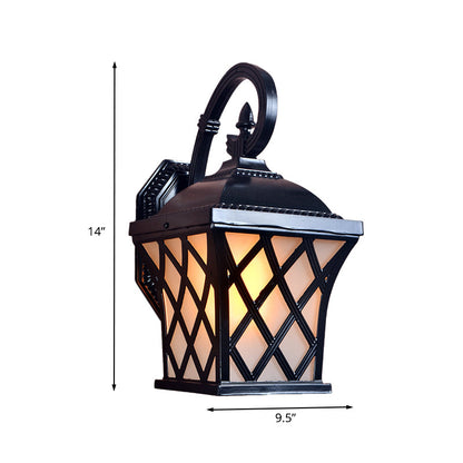 Rynx | Aluminium Grid Wall Lamp Lodges 1 Head Courtyard Wall Lighting Ideas in Black