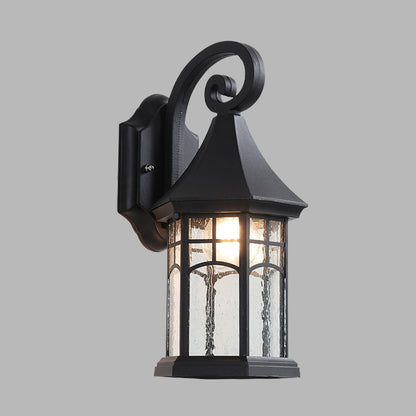 Rynx | 1-Bulb Clear Water Glass Wall Lamp Farmhouse Black/Bronze Pavilion Courtyard Wall Mounted Light