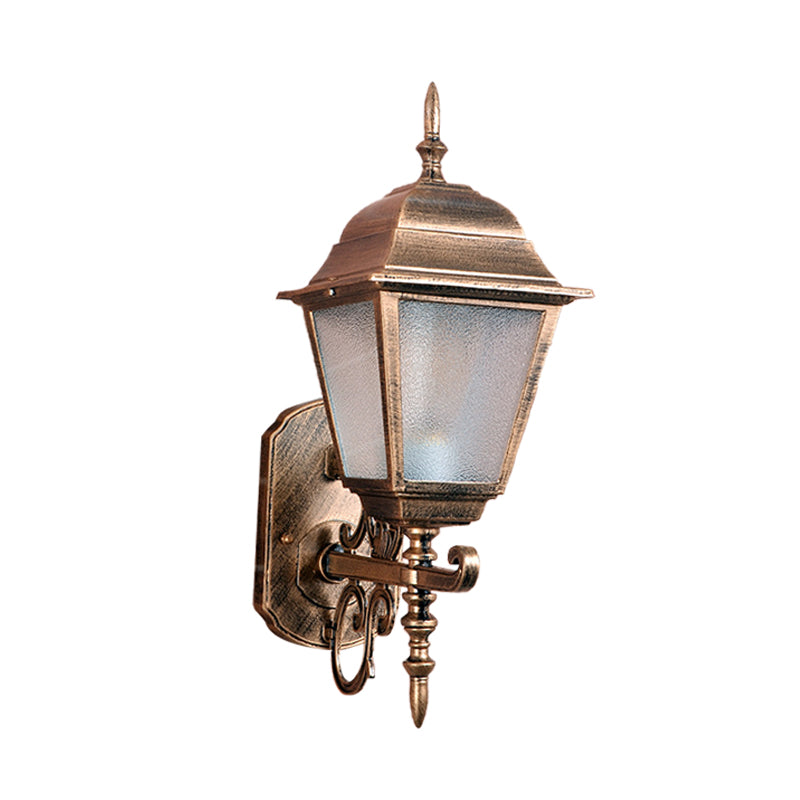 Rynx | 1-Head Wall Lamp Country House Geometric Seeded Glass Wall-mounted Lamp Fixture in Brass