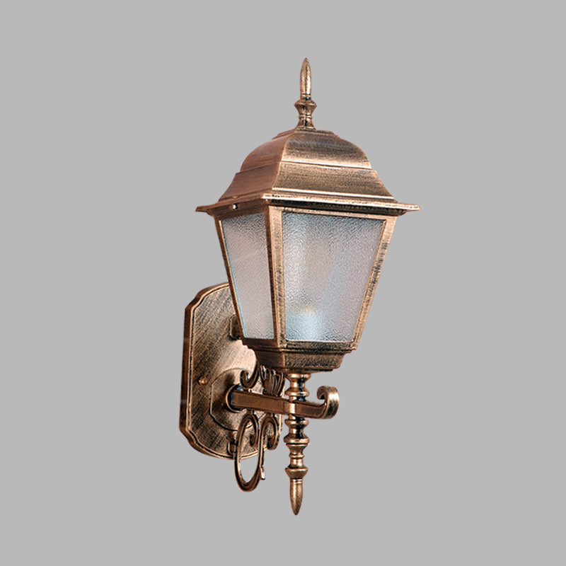 Rynx | 1-Head Wall Lamp Country House Geometric Seeded Glass Wall-mounted Lamp Fixture in Brass