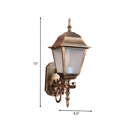Rynx | 1-Head Wall Lamp Country House Geometric Seeded Glass Wall-mounted Lamp Fixture in Brass