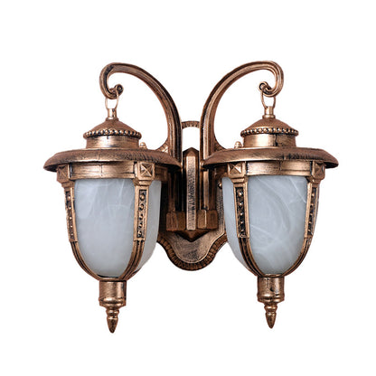 Rynx | 2 Heads Acorn Wall Light Landrost Aluminum Wall Mount Lamp with Cracked Glass Shade