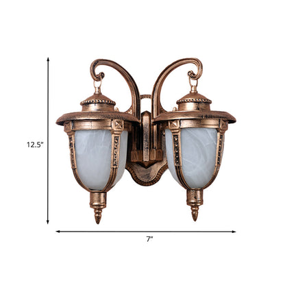 Rynx | 2 Heads Acorn Wall Light Landrost Aluminum Wall Mount Lamp with Cracked Glass Shade
