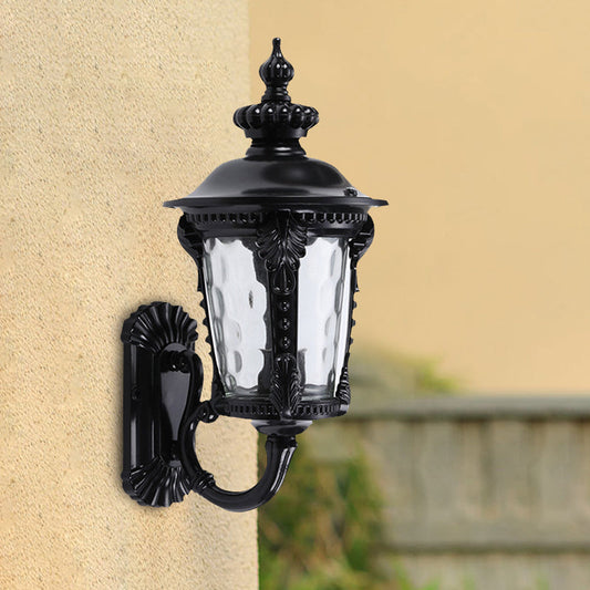 Rynx | 1-Head Wall Mounted Lighting Rustic Urn Water Glass Wall Lamp Wall Lamp in Black for Courtyard