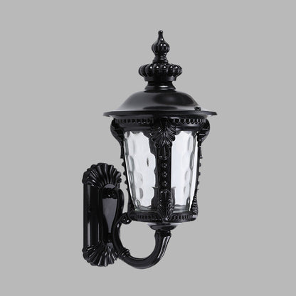 Rynx | 1-Head Wall Mounted Lighting Rustic Urn Water Glass Wall Lamp Wall Lamp in Black for Courtyard