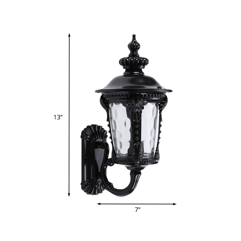Rynx | 1-Head Wall Mounted Lighting Rustic Urn Water Glass Wall Lamp Wall Lamp in Black for Courtyard