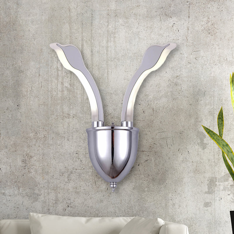 Rynx | Swan Head Wall Lighting Modern Metal 2-Light Chrome LED Wall Sconce with Acrylic Shade in Warm/White Light
