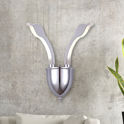 Rynx | Swan Head Wall Lighting Modern Metal 2-Light Chrome LED Wall Sconce with Acrylic Shade in Warm/White Light