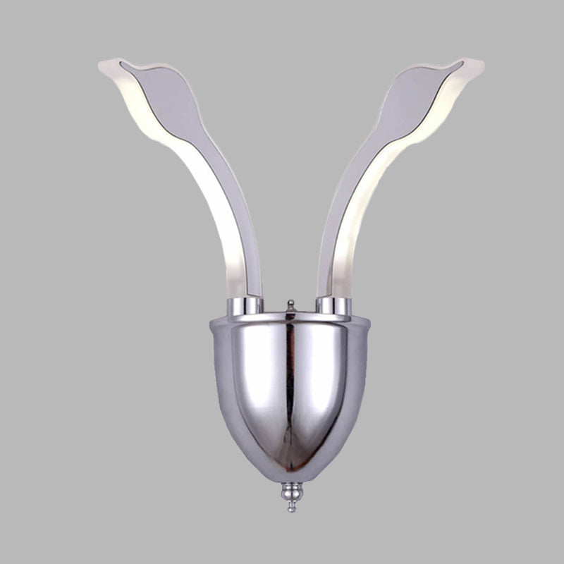 Rynx | Swan Head Wall Lighting Modern Metal 2-Light Chrome LED Wall Sconce with Acrylic Shade in Warm/White Light