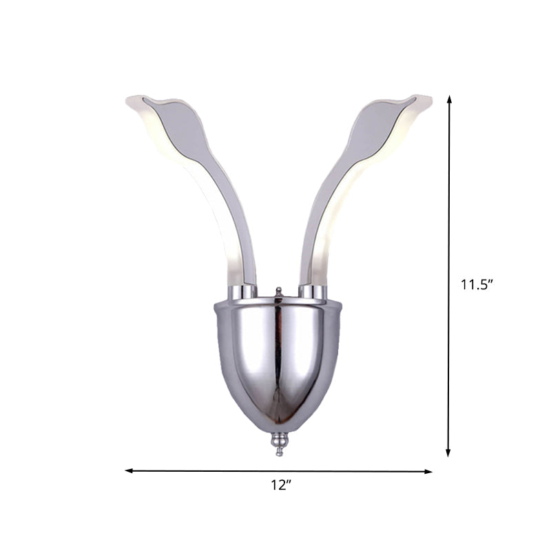 Rynx | Swan Head Wall Lighting Modern Metal 2-Light Chrome LED Wall Sconce with Acrylic Shade in Warm/White Light