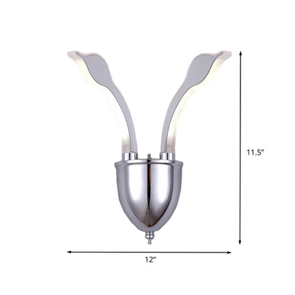 Rynx | Swan Head Wall Lighting Modern Metal 2-Light Chrome LED Wall Sconce with Acrylic Shade in Warm/White Light