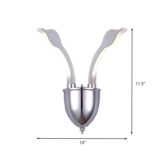 Rynx | Swan Head Wall Lighting Modern Metal 2-Light Chrome LED Wall Sconce with Acrylic Shade in Warm/White Light