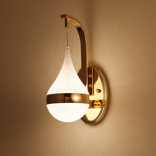 Rynx | Acrylic Water Drop Wall Light Modernism LED Wall Lamp with Gold Backplate