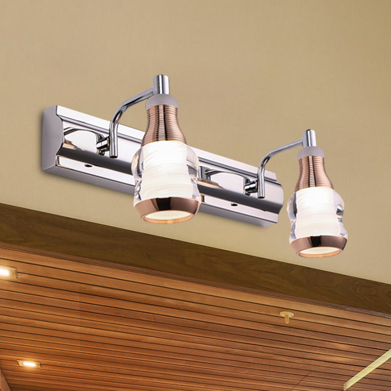 Rynx | Linear Wall Lamp Vanity Modern Metal 2/3 Bulbs 12"/18" Long Chrome LED Wall Mounted Lamp in White/Warm Light