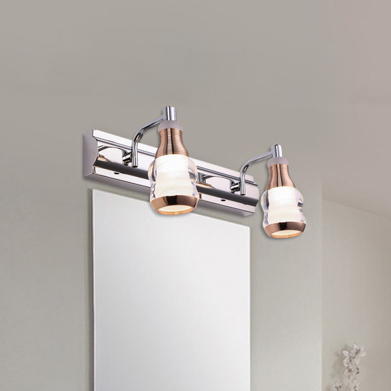 Rynx | Linear Wall Lamp Vanity Modern Metal 2/3 Bulbs 12"/18" Long Chrome LED Wall Mounted Lamp in White/Warm Light