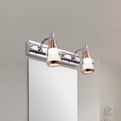 Rynx | Linear Wall Lamp Vanity Modern Metal 2/3 Bulbs 12"/18" Long Chrome LED Wall Mounted Lamp in White/Warm Light