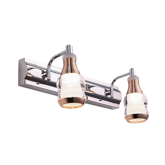 Rynx | Linear Wall Lamp Vanity Modern Metal 2/3 Bulbs 12"/18" Long Chrome LED Wall Mounted Lamp in White/Warm Light