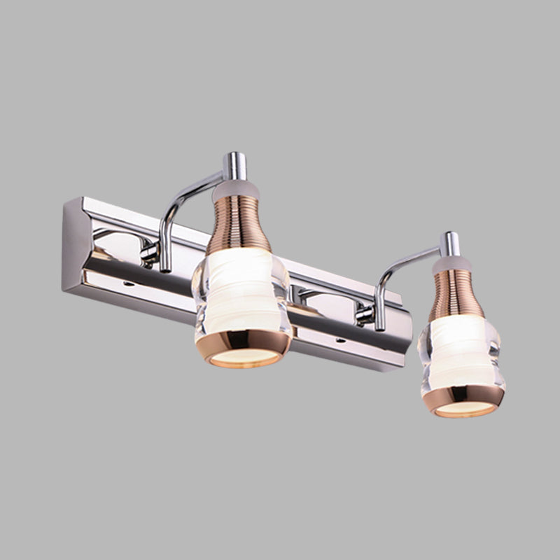 Rynx | Linear Wall Lamp Vanity Modern Metal 2/3 Bulbs 12"/18" Long Chrome LED Wall Mounted Lamp in White/Warm Light