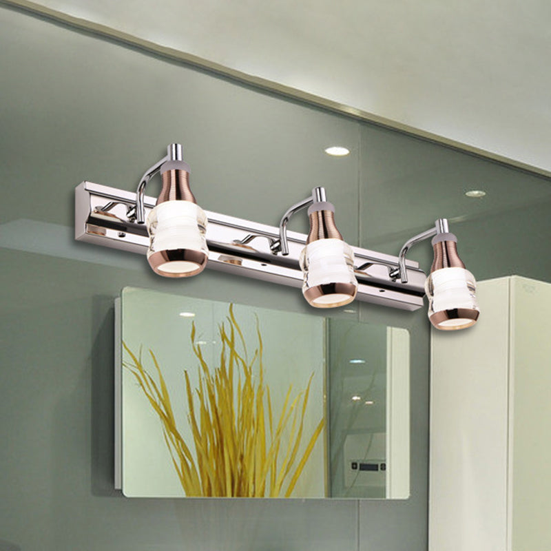 Rynx | Linear Wall Lamp Vanity Modern Metal 2/3 Bulbs 12"/18" Long Chrome LED Wall Mounted Lamp in White/Warm Light