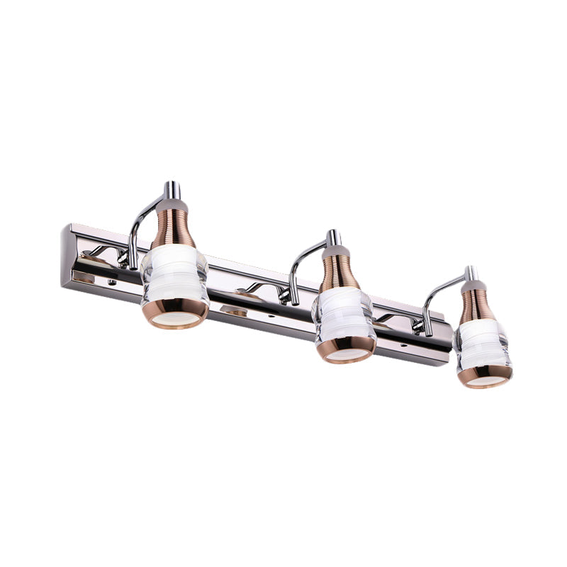 Rynx | Linear Wall Lamp Vanity Modern Metal 2/3 Bulbs 12"/18" Long Chrome LED Wall Mounted Lamp in White/Warm Light