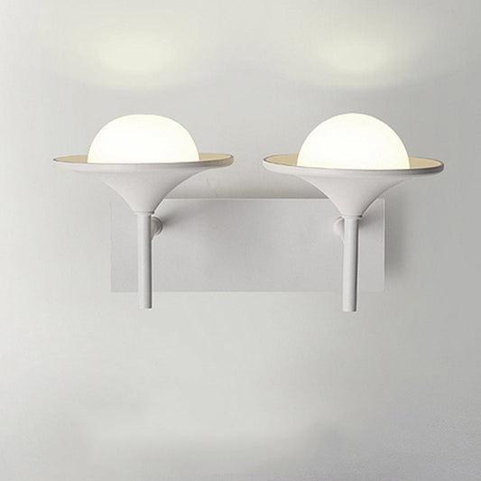Rynx | Metallic Overhanging Wall Light Modernism 2 Lights LED Wall Lamp in White for Nightstand