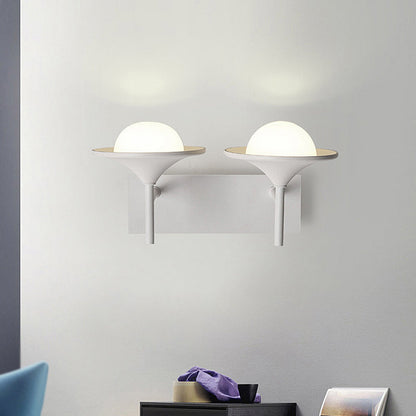 Rynx | Metallic Overhanging Wall Light Modernism 2 Lights LED Wall Lamp in White for Nightstand