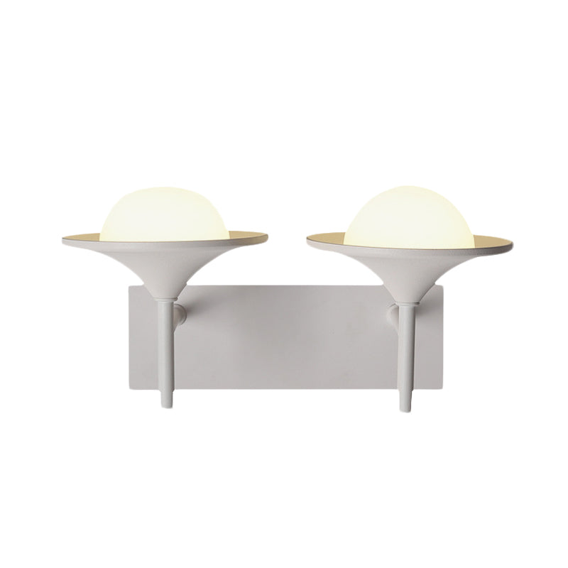 Rynx | Metallic Overhanging Wall Light Modernism 2 Lights LED Wall Lamp in White for Nightstand