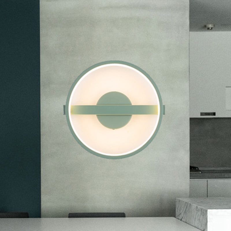 Rynx | Green round wall lamp Minimalistic LED acrylic wall light in white/warm light, 12.5"/16.5" diameter