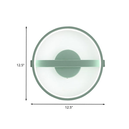 Rynx | Green round wall lamp Minimalistic LED acrylic wall light in white/warm light, 12.5"/16.5" diameter
