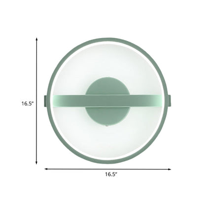 Rynx | Green round wall lamp Minimalistic LED acrylic wall light in white/warm light, 12.5"/16.5" diameter