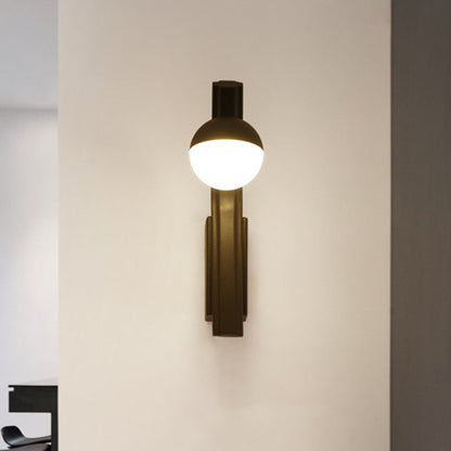 Rynx | Modernist Orb Wall Light White Glass LED Stair Wall Mount in Coffee with Slanted Metal Arm