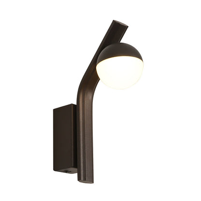 Rynx | Modernist Orb Wall Light White Glass LED Stair Wall Mount in Coffee with Slanted Metal Arm