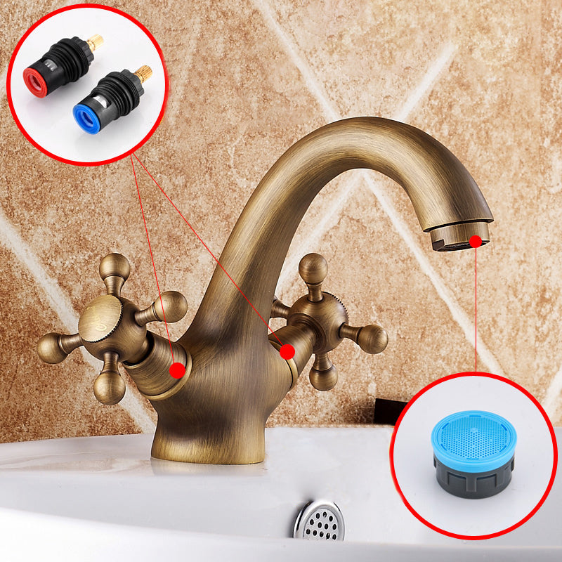 Rynx | Vintage Widespread Bathroom Faucet Industrial Cross Handles Sink Faucet