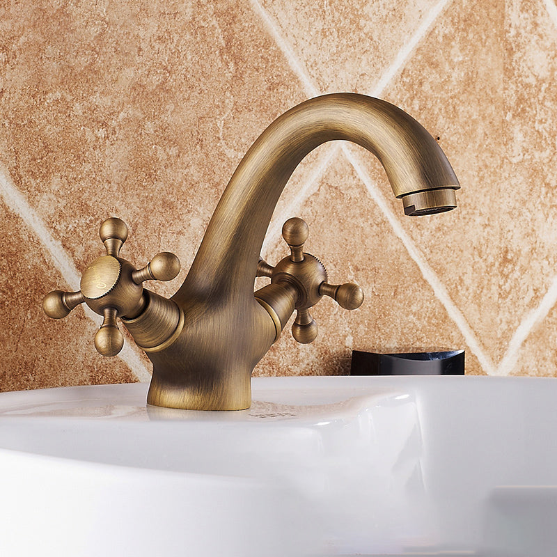Rynx | Vintage Widespread Bathroom Faucet Industrial Cross Handles Sink Faucet