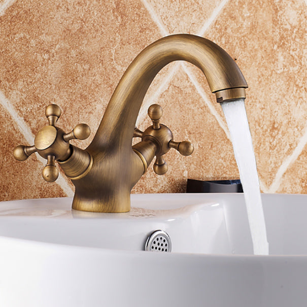 Rynx | Vintage Widespread Bathroom Faucet Industrial Cross Handles Sink Faucet
