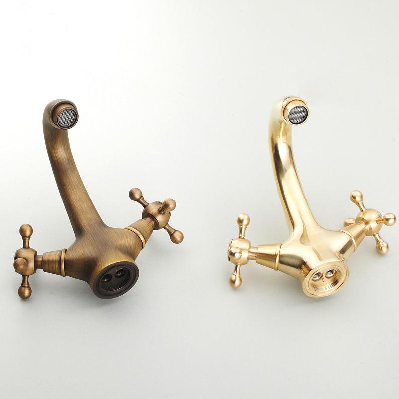 Rynx | Vintage Widespread Bathroom Faucet Industrial Cross Handles Sink Faucet
