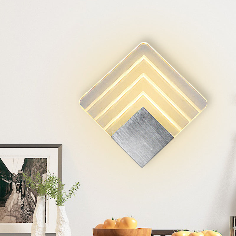 Rynx | Modernism Squared Wall Light Metal 5.5"/8" B LED Corner Wall Light in Black/Silver with Acrylic Shade