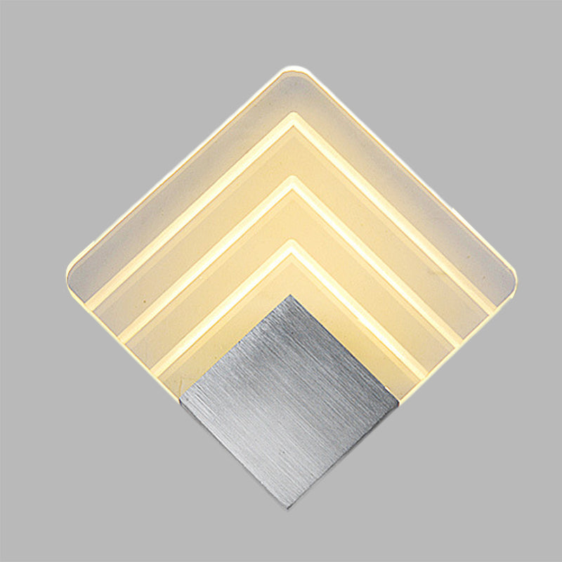 Rynx | Modernism Squared Wall Light Metal 5.5"/8" B LED Corner Wall Light in Black/Silver with Acrylic Shade