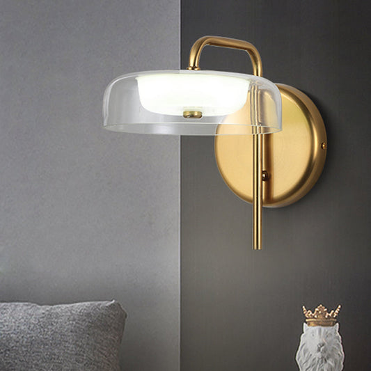 Rynx | LED Nightstand Wall Light Post-Modern Gold Wall Light with Bowl Clear Glass Shade